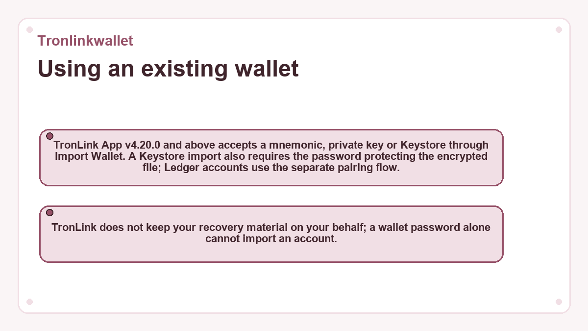 Using an existing wallet (Tronlinkwallet) - illustration